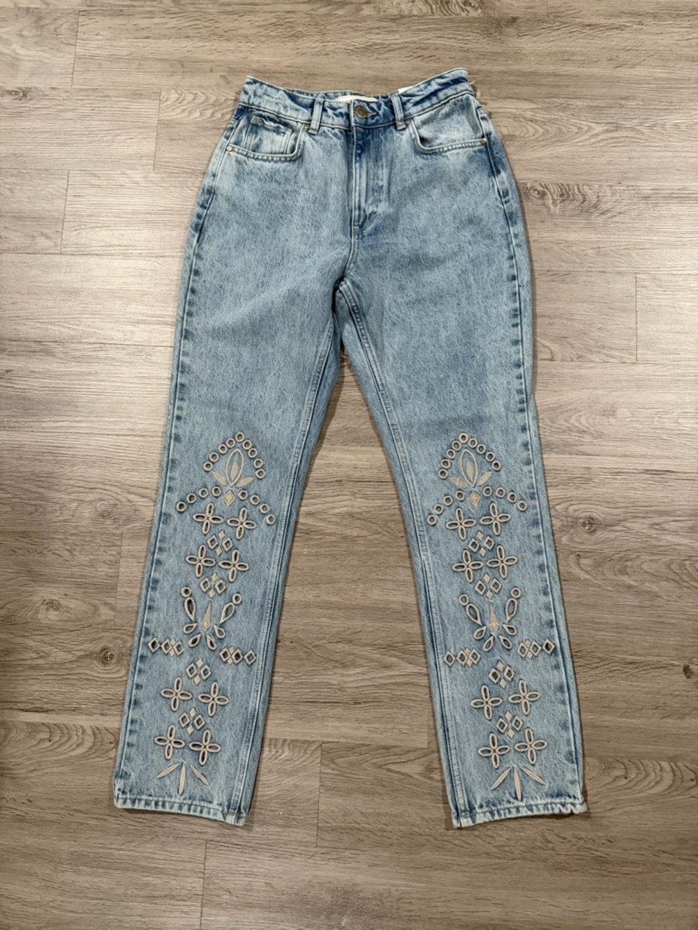 Revelation Light Wash Embroidered Women’s Jeans High Rise Straight